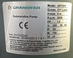 Grandfar GP750F  Drenaj Pompası - 750 Watt