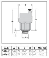 Caleffi Robocal Otomatik Hava Purjörü - 1/2'' - 115 °C  - (10 Adet)