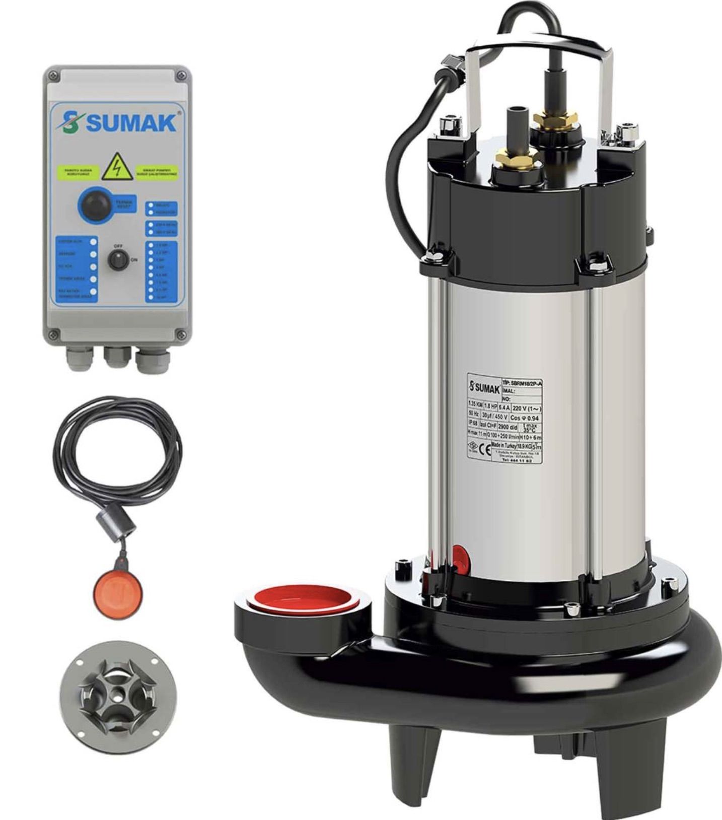 Sumak SBRT18/2-P Özel Parçalayıcılı Dalgıç 1,8 HP / 2'' - 380V