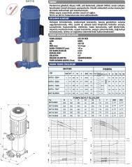 Sumak SHT16-750/7 Dikey Pompa 7,5Hp - 125 mss