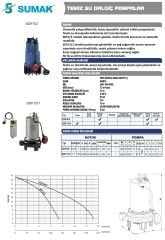 Sumak SDF15/1 Paslanmaz Dalgıç 1,5 HP - 1'' Çıkışlı 32 mt