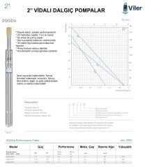 Viler 2QGDA550 2'' Vidalı Dalgıç Pompa 0,75 HP - 70 Mt