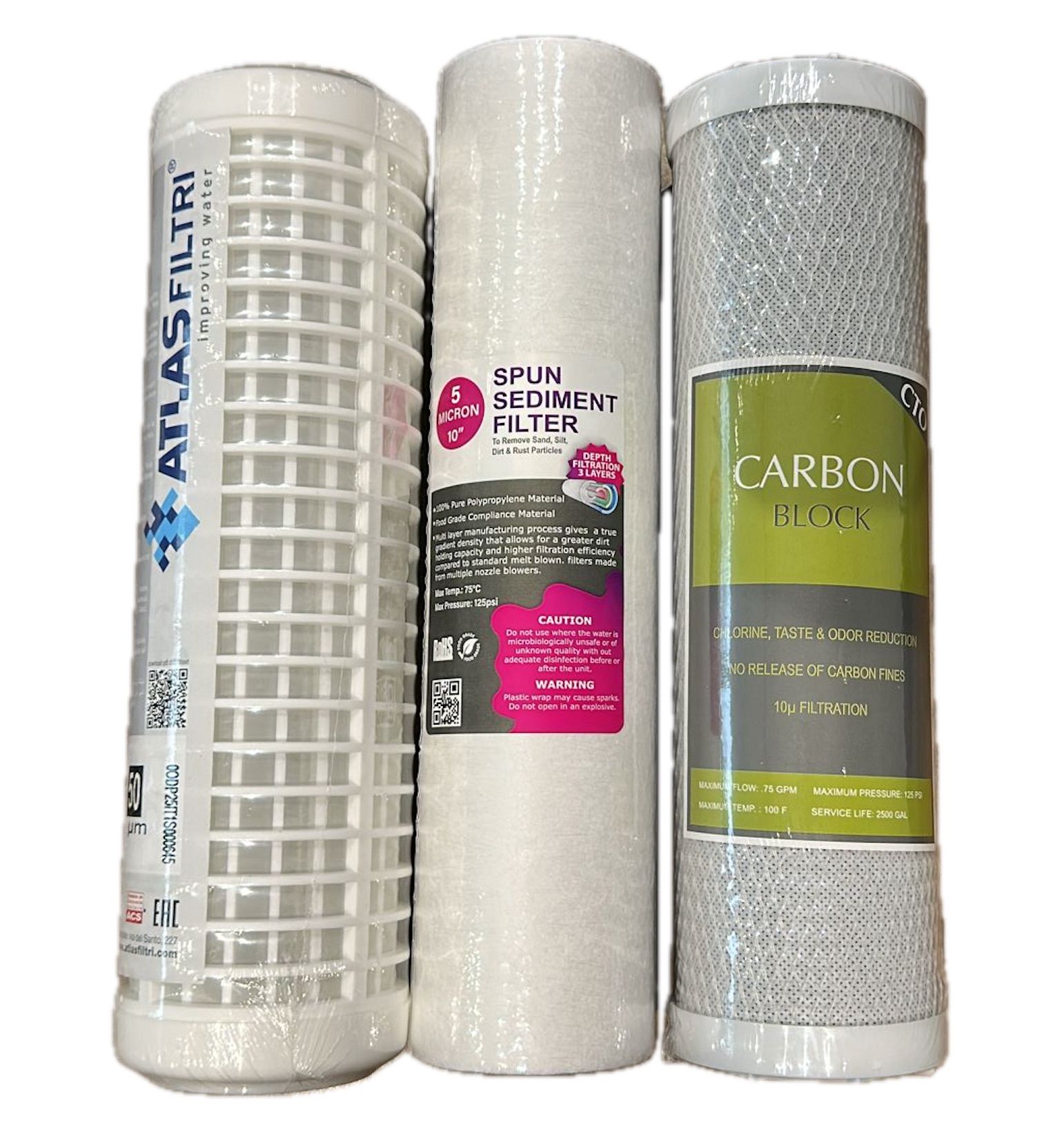 Su Arıtma Filtre Seti Üçlü 10'' - İnce Tortu ve Koku İçin