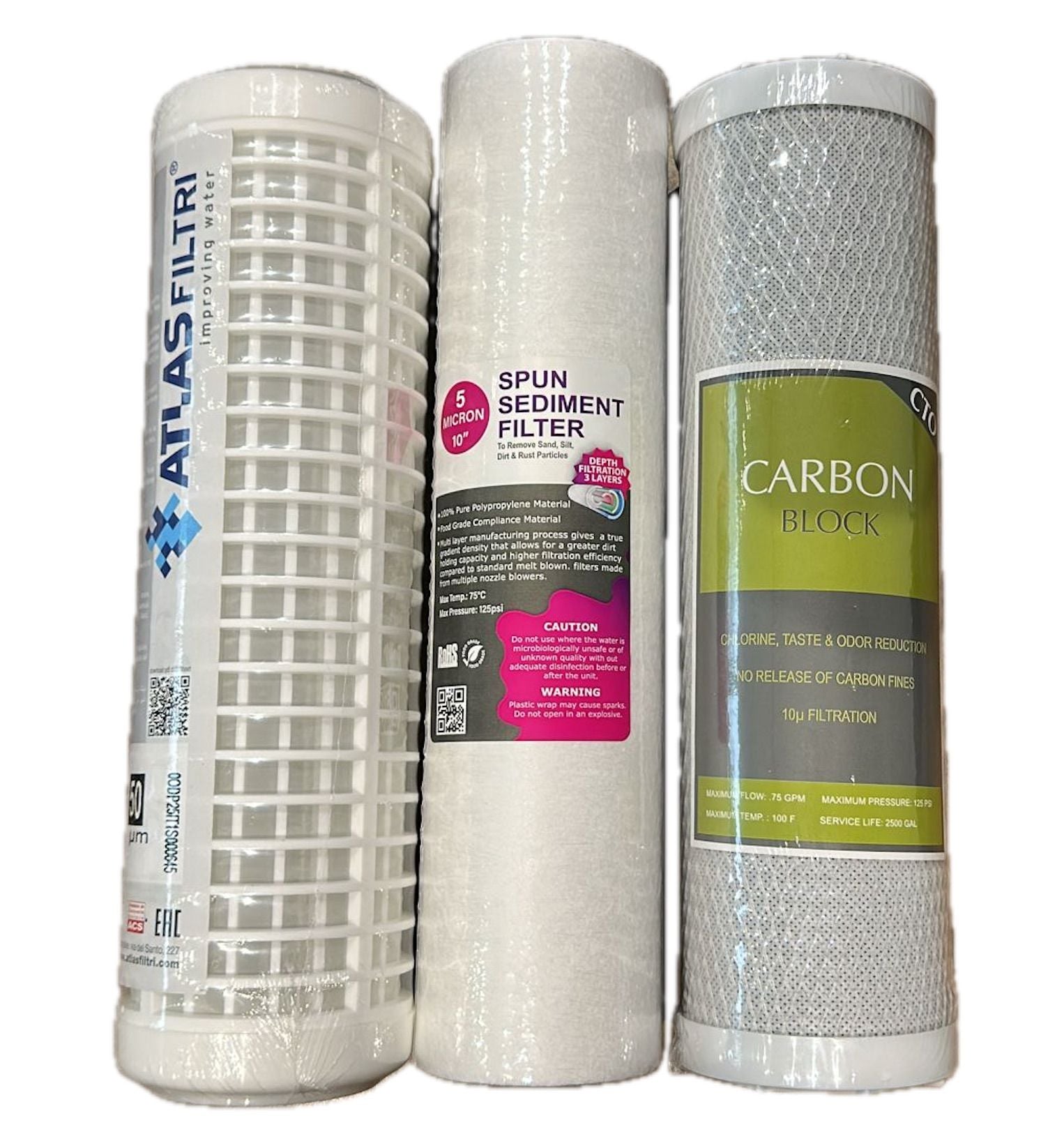 Su Arıtma Filtre Seti Üçlü 10'' - İnce Tortu ve Koku İçin