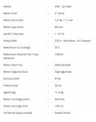 Viler 4PDm-0.75 4'' Dalgıç Motoru - 1 HP (0,75 KW) - 220 V - Monofaze