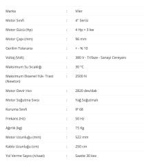Viler 4PD-3   4'' Dalgıç Motoru - 4 HP (3KW) - 380 V - Trifaze