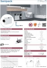 SFA Sanipack - WC+ 3 Ünite Fos. Tah. Cih. - 12 Lt - Duvara Monte Edilebilen Model