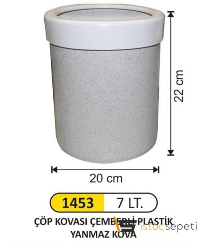 Arı Metal 1453 7 Lt Yanmaz Çöp Kovası Plastik Çemberli