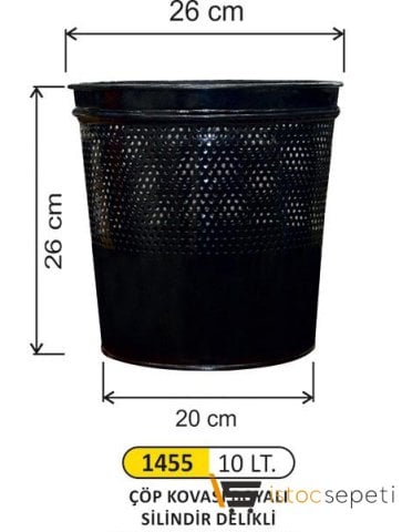 Arı Metal 1455 10 Lt. Çöp Kovası Boyalı Silindir Delikli