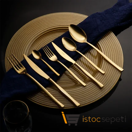 84 Parça 12 Kişilik Rüya Çatal Kaşık Bıçak Seti (Gold)
