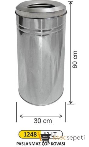 Arı Metal 1248 42 Lt Paslanmaz Çöp Kovası