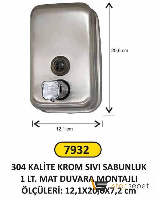 Arı Metal Mat Krom Paslanmaz Sıvı Sabunluk Sabun Dispenseri 1000 gr