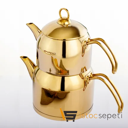 Venüs Çelik Çaydanlık Takımı Orta Boy 1.3+2.2 Litre (Gold)