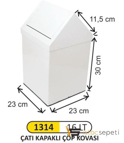 Arı Metal 1314 Çatı Kapaklı Boyalı Çöp Kovası 16 Litre