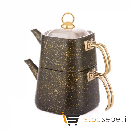 Gold Stone Kare Çaydanlık Takımı Orta Boy (1.25+2.25 lt)