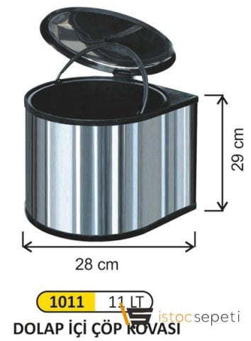 Arı Metal Dolap İçi Çöp Kovası Krom