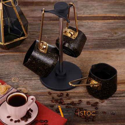 4 Parça Gold Stone Kare Cezve Seti