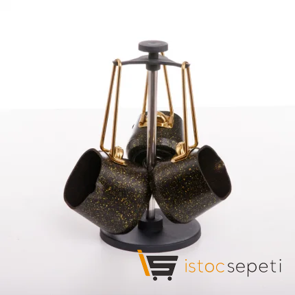 4 Parça Gold Stone Kare Cezve Seti