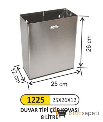 Arı Metal 1225 Duvar Tip Çöp Kovası 6 lt Paslanmaz