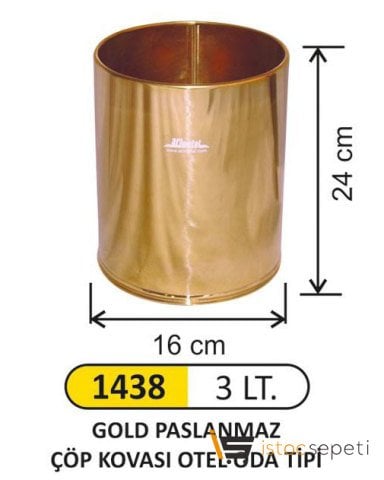 Arı Metal 1438 Pirinç Çöp Kovası 3 Litre