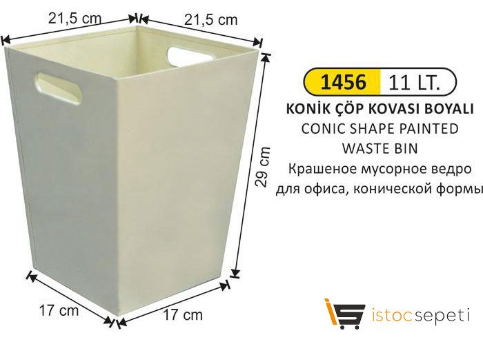 Arı Metal 1456 11 Lt. Konik Çöp Kovası Boyalı