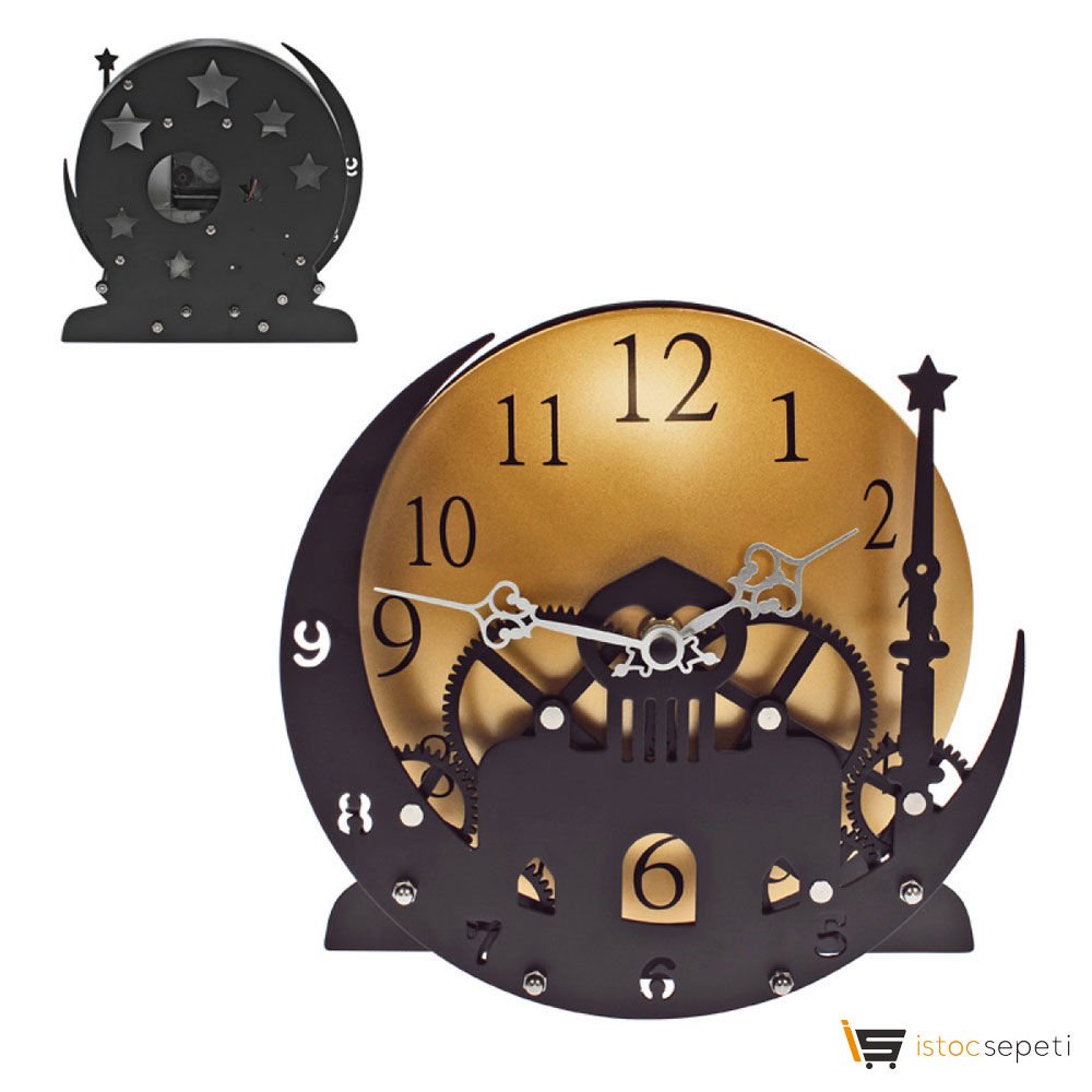 Gold Lüks Masa Saati Ebat: 21.8 x 7.5 x 21.10 cm0 Promosyon