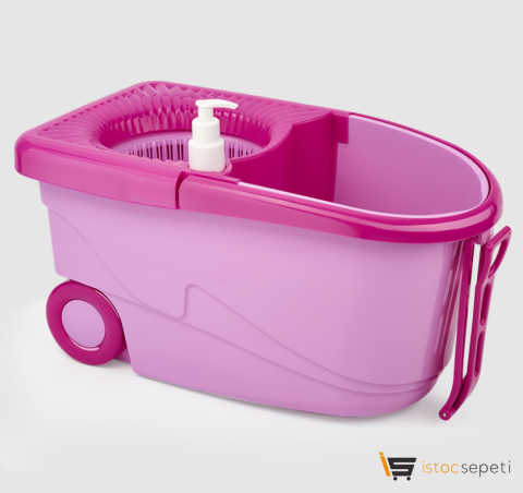Flora Trendy Tekerlekli Pembe Temizlik Seti F369
