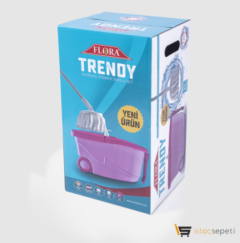 Flora Trendy Tekerlekli Pembe Temizlik Seti F369
