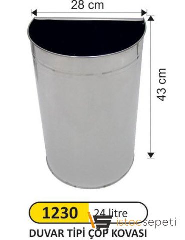 Arı Metal 1230 Duvar Tipi Çöp Kovası 24 Lt