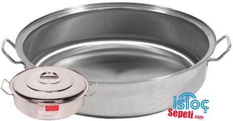 Sanayi Tipi Tencere Sığ Çift Tabanlı Paslanmaz Çelik 45 Litre 70x15cm Kod: 11550697