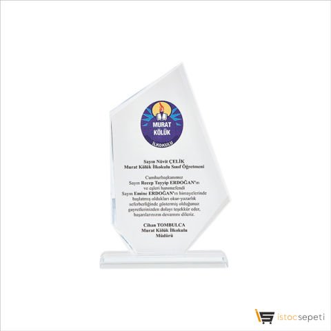 Kristal Plaket Ebat:19,5 x 11 cm Promosyon