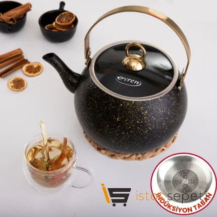 Gold Stone İndüksiyonlu Küre Bitki Çayı Demliği Küçük Boy 1 lt