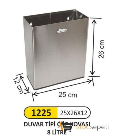 Arı Metal 1225 Duvar Tip Çöp Kovası Paslanmaz 6 Litre
