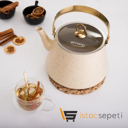 Cream Bakraç Bitki Çayı Demliği 3 lt