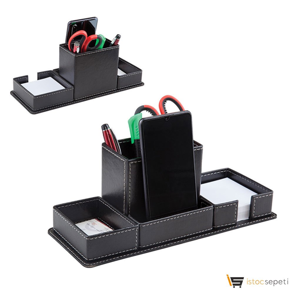 Siyah Suni̇ Deri Masa Seti Ebat: 27,5 x 10,6 x 10,4 cm Promosyon