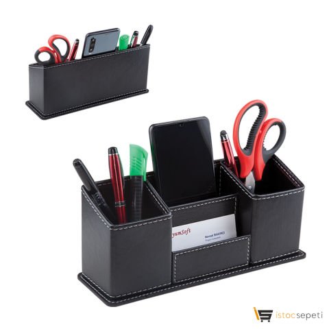 Siyah Suni̇ Deri Masa Seti Ebat: 24 x 7,6 x 10 cm Promosyon