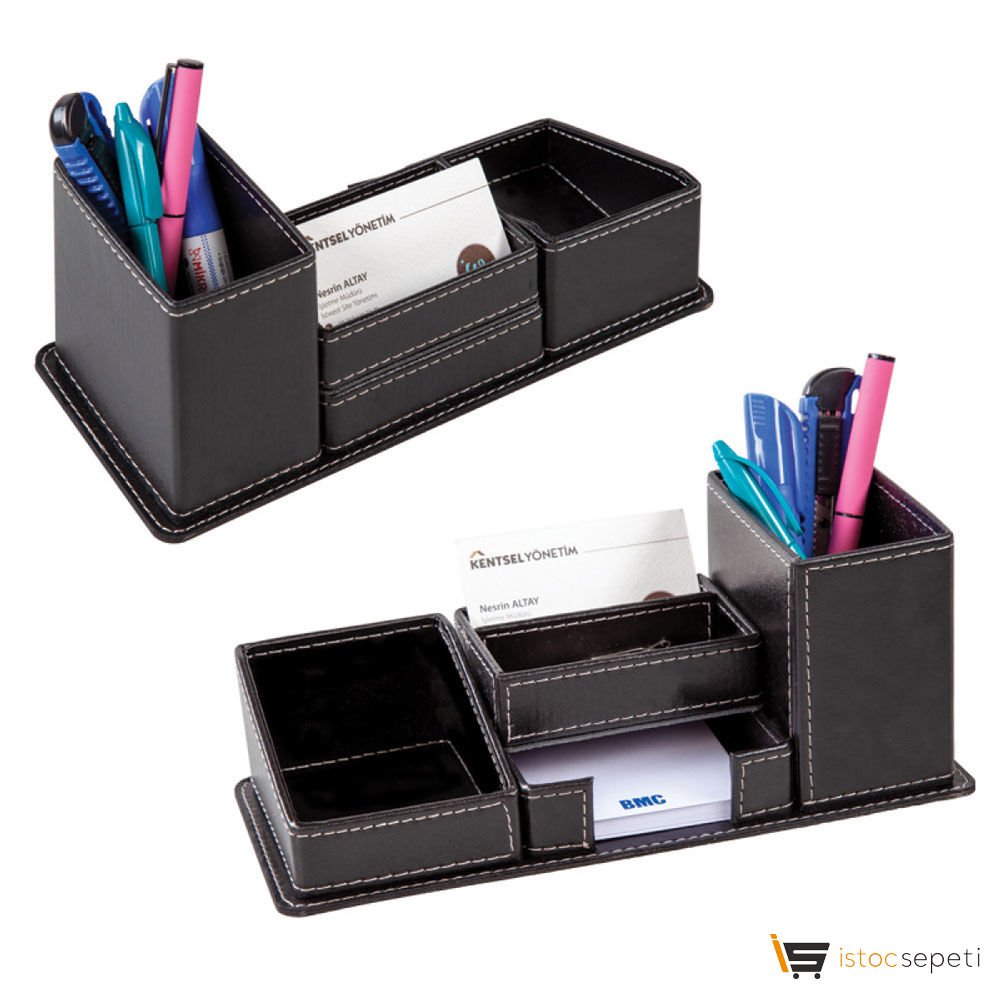 Siyah Suni̇ Deri Masa Seti Ebat: 24 x 10,5 x 9,5 cm Promosyon