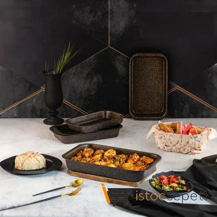 38x24 Cm Gold Stone Dikdörtgen Fırın Tepsisi 3.6 Lt