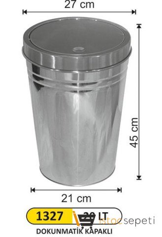 Arı Metal 1327 Dokunmatik Kapaklı Konik Çöp Kovası 20 Litre İtme Kapak