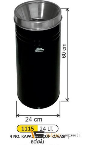 Arı Metal 1115 Kapalı Tip Çöp Kovası Boyalı 24 Litre Siyah