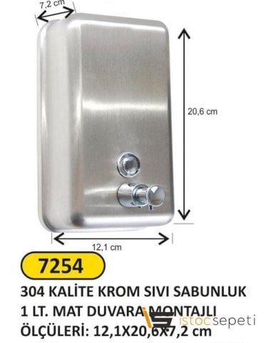Arı Metal 7254 Paslanmaz Sıvı Sabunluk 1 Litre Mat