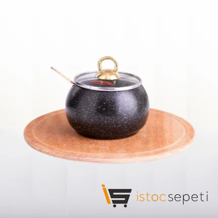 Gold Stone Kapaklı Kaşıklı Küre Şekerlik 0.6 litre