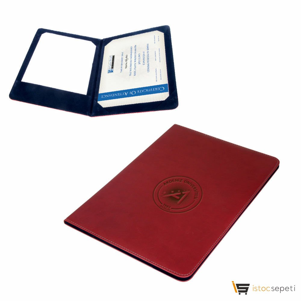 Kırmızı Diploma Kabı Ebat: A4 Promosyon