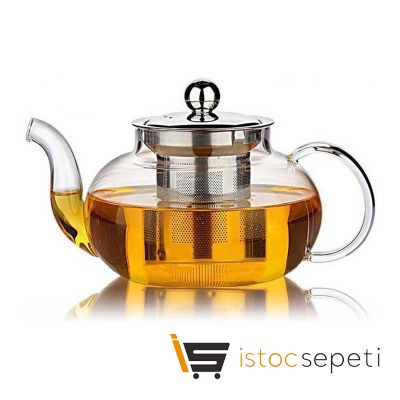 Epinox Çelik Süzgeçli Cam Demlik 600 ml