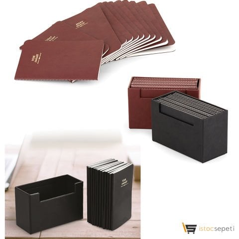 Termo Deri Kapaklı 12'li Defter Set 9x14cm Promosyon