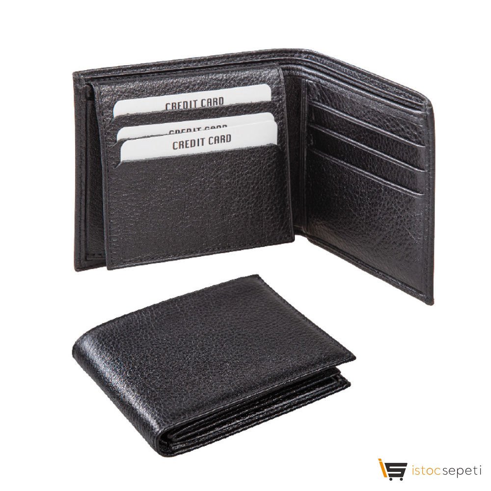 Siyah Orijinal Deri Erkek Cüzdan Promosyon