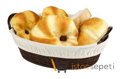 Ekmek Sepeti Hasır Desenli Oval Bez Kaplamalı 28 cm