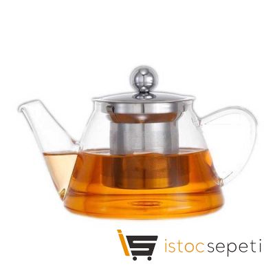 Epinox V Model Çelik Süzgeçli Cam Demlik 500 ml