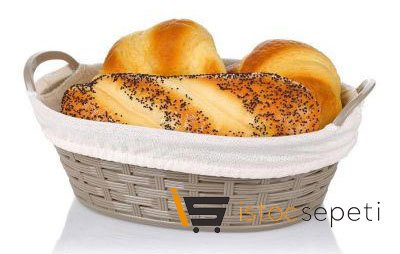 Hasır Desenli Oval Ekmek Sepeti Bez Kaplamalı 24 cm