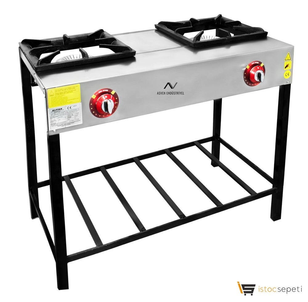 İkili Uzun Ayaklı Doğalgazlı CE Belgeli Lokanta Tipi Ocak
